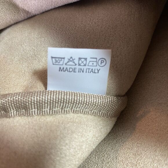 Plushy Leather Womens Hobo Bag Sherpa Cream Brown Gold Accents Made in Italy - Picture 16 of 16